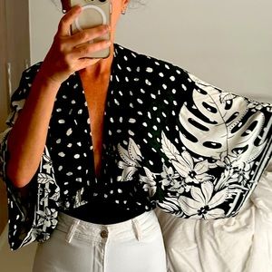 Farm Rio Tropical Print Bodysuit Size small